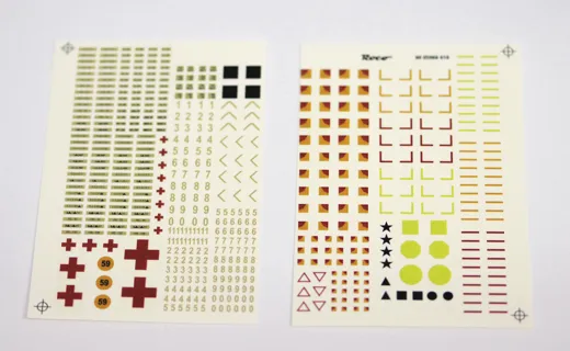 Decalbogen Beschriftungen