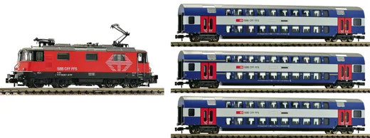 Zugset Elektrolokomotive Re 4/4'' "Lion" (2.#) DCC-Sound + 3 Doppelstockwagen, SBB