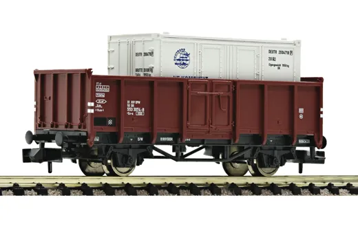 Offener Güterwagen Bauart Es mit Container, DR