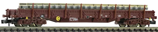 Flachwagen mit Seitenborden und Rungen, Bauart Res, Ermewa/SNCF. Mit Beladung