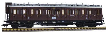 4-achsiger Abteilwagen 3. Kl. mit Bremserhaus Bauart CC, K.P.E.V.