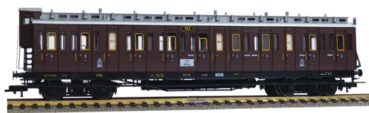 4-achsiger Abteilwagen 3. Kl. mit Bremserhaus Bauart CC, K.P.E.V.