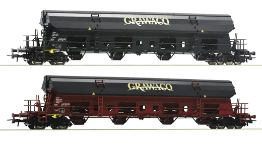 2-tlg. Set: Selbstentladewagen, Grawaco, Privatbahn