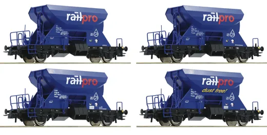 4-tlg. Set: Schotterwagen, Railpro, Privatbahn
