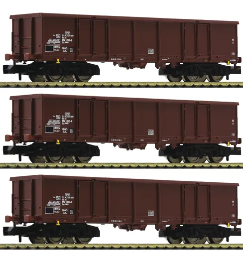 3-tlg. Set offene Güterwagen, DR