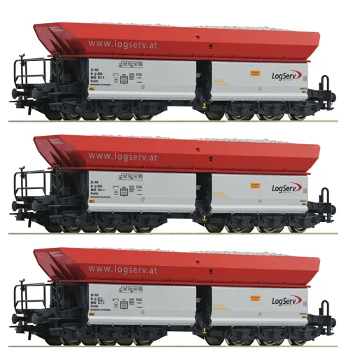 3-tlg. Set: Selbstentladewagen, Logserv, Privatbahn