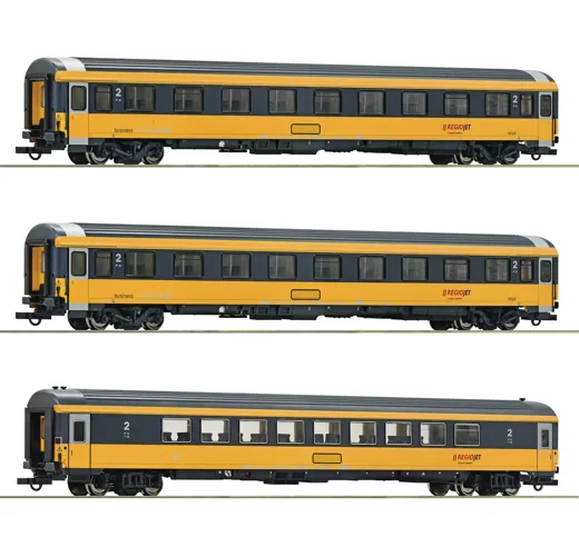 3-tlg. Set: Reisezugwagen, Regiojet