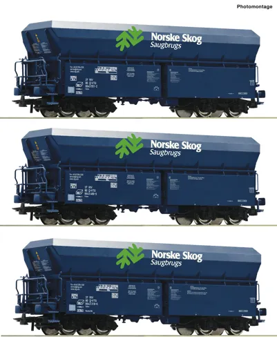 3-tlg. Set: Selbstentladewagen „Norske Skog“, Privatbahn