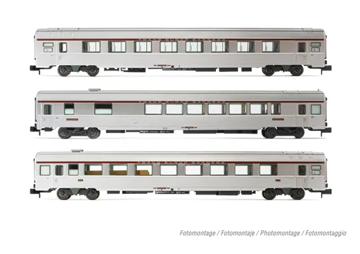 SNCF 3er-Set TEE Cisalpin Mailand – Paris 1/2 Vru + A3rtu + A8u silbrig, Ep.IV