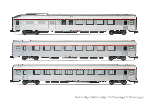 SNCF 3er-Set TEE Cisalpin Mailand – Paris 2/2 A4Dtux + A8u + A8tu silbrig, Ep.IV