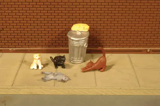 Cats w/Garbage Can 6/