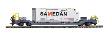 RhB Sb-v 7722 Tragwagen "Migros" mit Container WB001