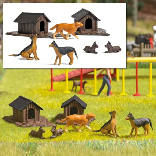 Hunde-Set mit Hütten