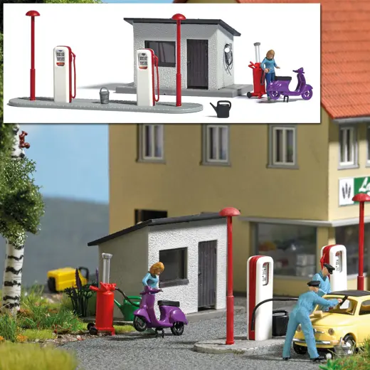 Action Set: Tankstelle mit Motorroller