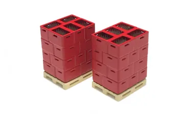 3 Paletten mit Flaschenkisten (Rot)