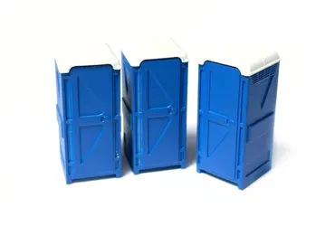 Blaue tragbare Toiletten