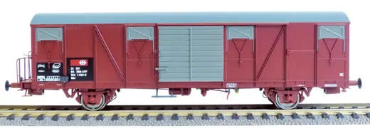 SBB Gbs Güterwagen mit kleinem SBB Emblem, glattem Dach und Türen mit Sicken Epoche VI
