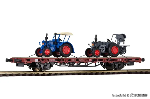 26252 H0 Niederbordwagen mit 2 LANZ Bulldogs, Fertigmodell