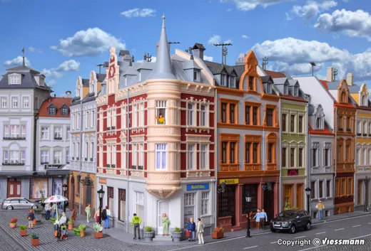 H0 Stadthaus mit Figur u. HBL