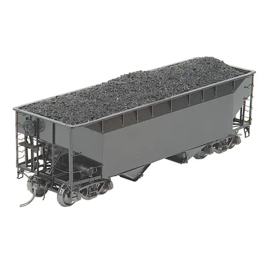 #7001 HO Scale Undecorated 50 Ton AAR Standard Open Bay Hopper with Wine Latches - Black - RTR