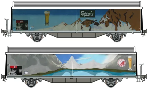 SBB Schiebewandwagen Hbils-vy Carlsberg II / Walliserbier