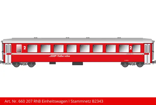 RhB Einheitswagen Stammnetz rot New Design B 2343