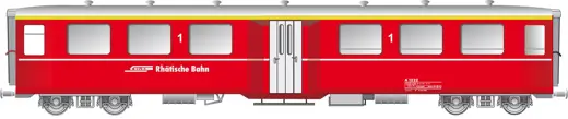 RhB Mitteleinstiegwagen mittelschwere Bauart A1222 rot RhB Schriftzug