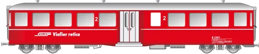 RhB Mitteleinstiegwagen Fliegender Rätier B2301 rot RhB Schriftzug