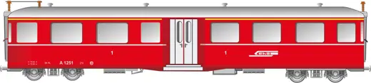 RhB Mitteleinstiegwagen Fliegender Rätier A1251 rot RhB Logo