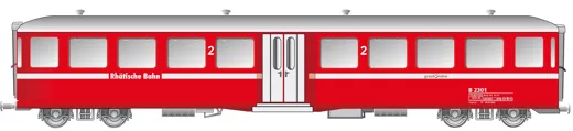 RhB Mitteleinstiegwagen Fliegender Rätier B2301 rot New Design