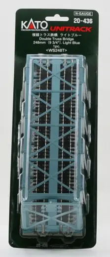 Kastenbrücke, hellblau 2-gleisig mit Gleisen 248 mm /  20-436