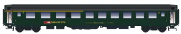 SBB UIC-X ABm grün, Dach grau, Logo neu Türen beige
