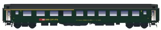 SBB UIC-X ABm grün, Dach grau, Logo neu Türen beige