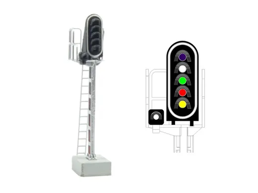 SNCF - Hauptsignal mit 6 LEDs (Violett/Weiss/Grün/Rot/Gelb/Weiss)