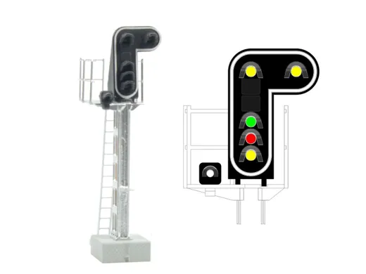 SNCF - Hauptsignal mit 5 LEDs (Doppelgelb/Grün/Rot/Gelb)