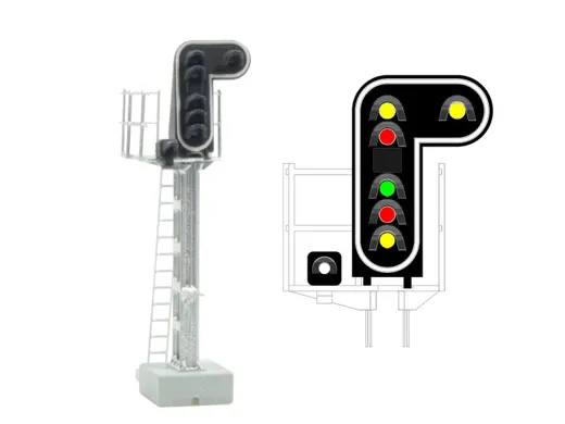 SNCF - Hauptsignal mit 7 LEDs (Doppelgelb/Rot/Grün/Rot/Gelb/Weiss)