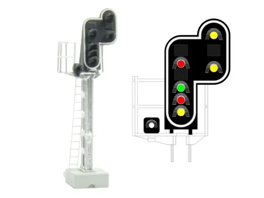 SNCF - Hauptsignal mit 7 LEDs (Rot/Grün/Rot/Gelb/Weiss + Doppelgelb)