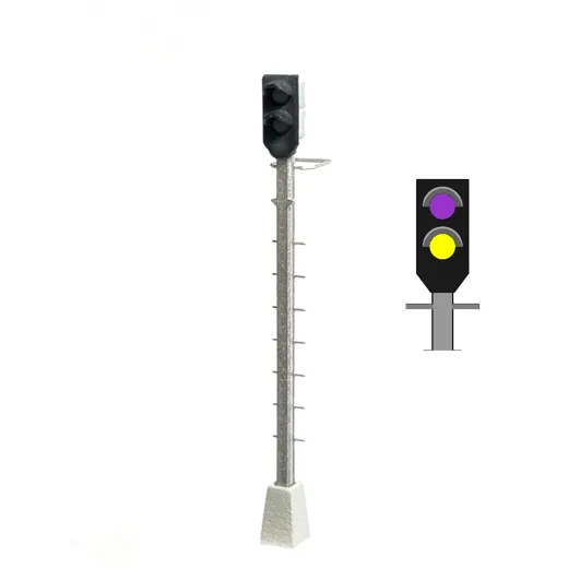 SNCB Zwergsignal auf dem Mast (Violett/Gelb)