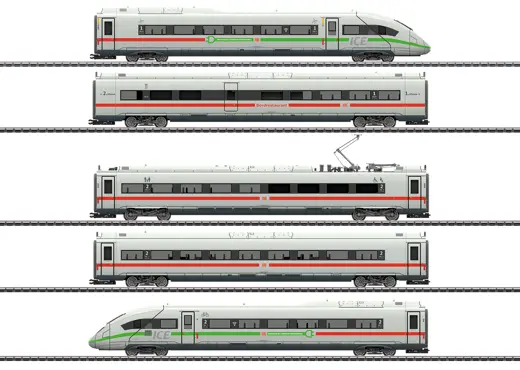 Triebwagenzug ICE 4 Baureihe 412/812 mit grünem Streifen , DB