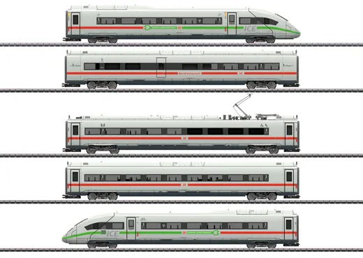 Triebwagenzug ICE 4 Baureihe 412/812 mit grünem Streifen , DB