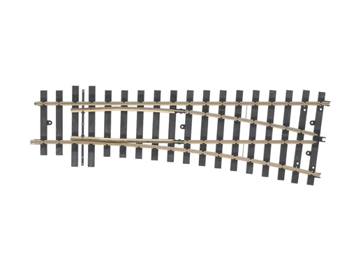 Weiche rechts Radius 1.394 mm. Abzweigwinkel 15°