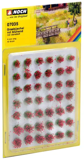 Mini-Set Grasbüschel blühend, rot 6 mm