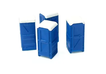 Blaue tragbare Toiletten