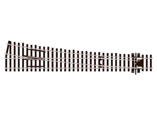H0 Cd75 12° Weiche rechts, Holzschwellen, lang, R 1524 mm