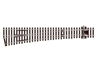 Code 75 12° Weiche links, Holzschwellen, lang, R 1524 mm