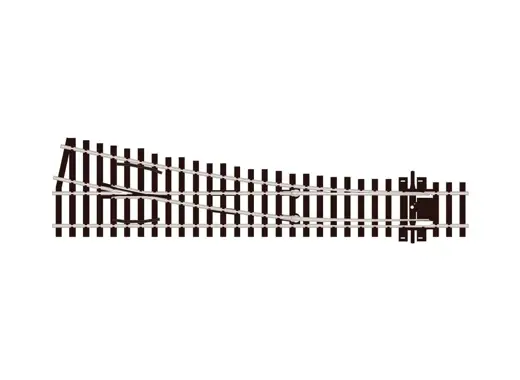 Code 75 12° Weiche rechts, Holzschwellen, mittlere, R 914 mm