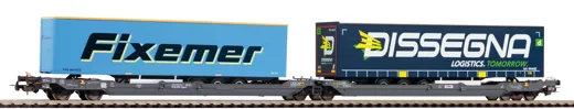 Taschenwagen T3000e Hupac mit Dissegna & Fixemer Trailern, Privatbahn