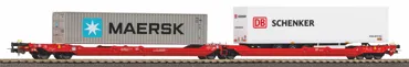 Taschenwagen T3000e mit 1 PNO Trailer und 1 40' Container Maersk, DB