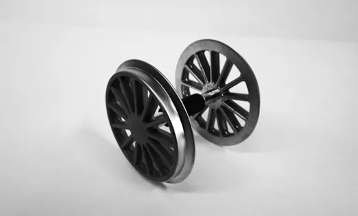 G Radsatz BR 194, verchromt, schwarz mit Kugellager und Zahnrad