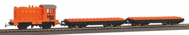 Start-Set mit Bettung Güterzug mit Klemmbaustein-Wagen R/C